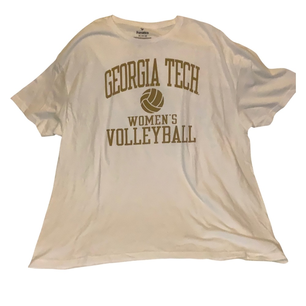 Fanatics Georgia Tech Women's Volleyball T-Shirt‎ White Otene 9 Gold Graphics XL